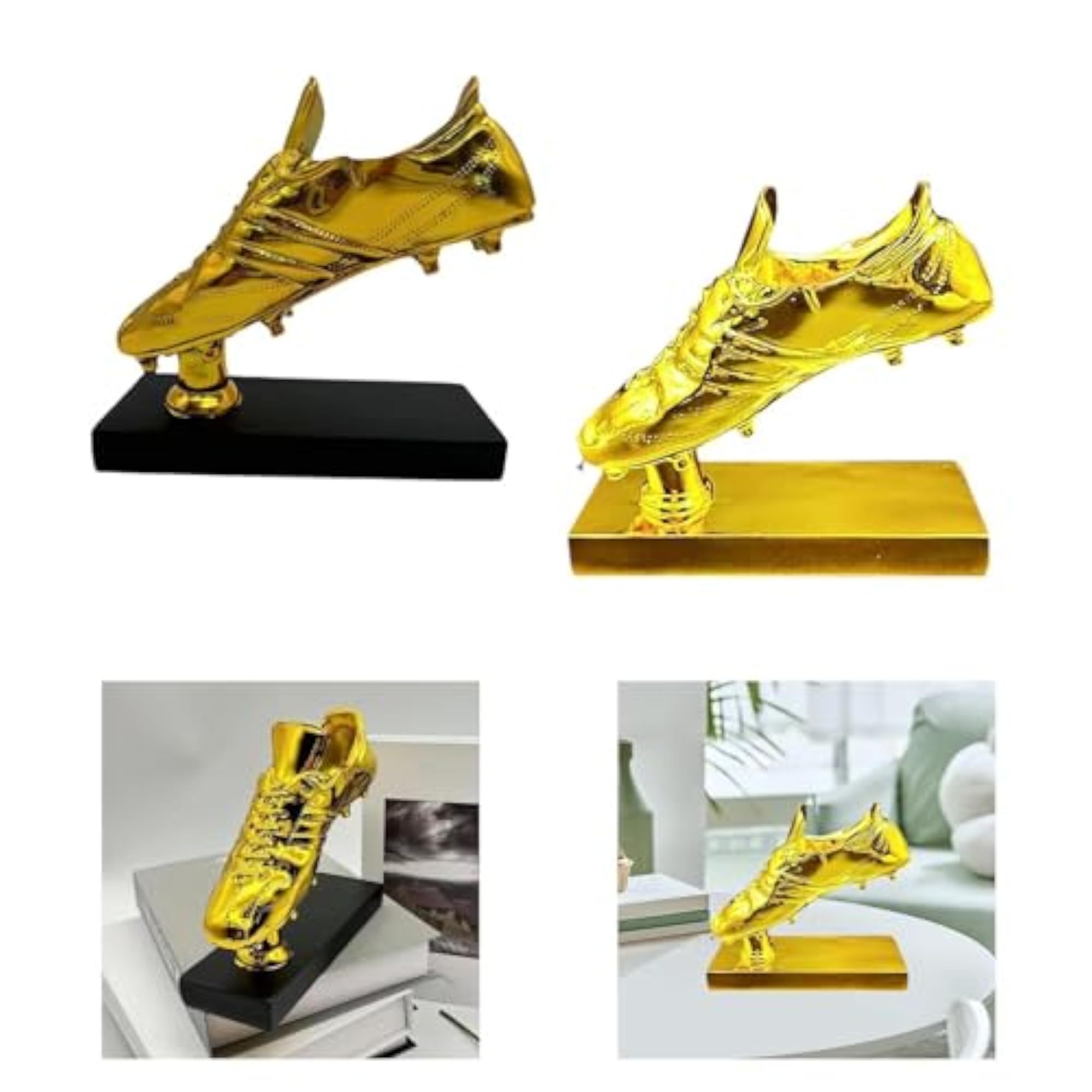 Golden Boot Soccer Trophy Statue for Office Home Decor
